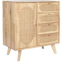 Product photograph of Scandi Wood And Rattan Small 1 Door Sideboard from Choice Furniture Superstore