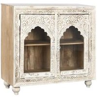 Product photograph of Jodhpur Distressed White Mango Wood Hand Carved Small Sideboard - 2 Doors from Choice Furniture Superstore