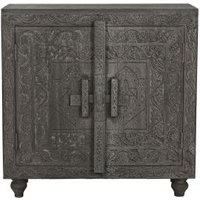 Product photograph of Indian Brown Carved Wood Small 2 Door Sideboard from Choice Furniture Superstore