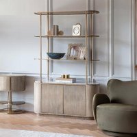 Product photograph of Libra Belvedere Aged Gold Shelving Unit With Storage from Choice Furniture Superstore