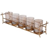 Product photograph of Libra Laura Ashley Astaire Bamboo 5 Hurricane Candle Holder from Choice Furniture Superstore