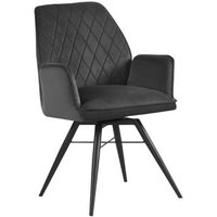 Product photograph of 2 X Western Dark Grey Velvet Fabric Swivel Dining Armchair from Choice Furniture Superstore