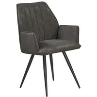 Product photograph of 2 X Zayante Distressed Dark Grey Faux Leather Dining Armchair from Choice Furniture Superstore