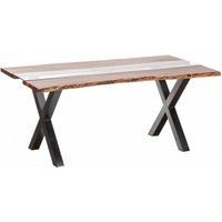 Product photograph of Live Edge Glass Inlay 6 Seater Dining Table - Acacia Wood And Metal from Choice Furniture Superstore
