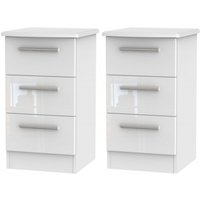 Product photograph of 2 X Knightsbridge White 3 Drawer Beside Cabinet Pair from Choice Furniture Superstore