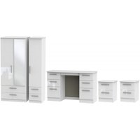 Product photograph of Knightsbridge Whitegloss 4 Piece Bedroom Set With 3 Door Combi Wardrobe from Choice Furniture Superstore