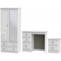Product photograph of Pembroke White Gloss 3 Piece Bedroom Set With 2 Door Combi Wardrobe from Choice Furniture Superstore