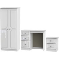 Product photograph of Pembroke White Gloss 3 Piece Bedroom Set With 2 Door Wardrobe from Choice Furniture Superstore