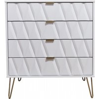 Product photograph of Diamond White 4 Drawer Chest With Gold Hairpin Legs from Choice Furniture Superstore