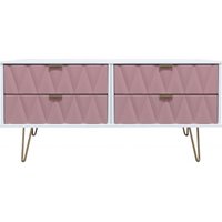 Product photograph of Diamond Pink And White Bed Box With Gold Hairpin Legs from Choice Furniture Superstore