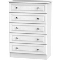 Product photograph of Crystal White 5 Drawer Chest from Choice Furniture Superstore