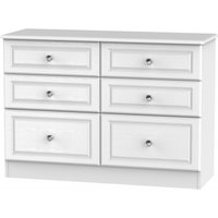 Product photograph of Crystal White 6 Drawer Midi Chest from Choice Furniture Superstore