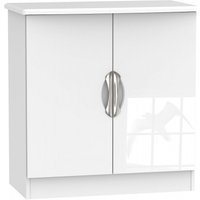 Product photograph of Camden White Gloss 2 Door Hall Cabinet from Choice Furniture Superstore