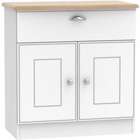 Product photograph of Victoria White And Riviera Oak Compact Sideboard - 2 Doors from Choice Furniture Superstore