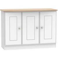 Product photograph of Victoria White And Riviera Oak Small Sideboard - 3 Doors from Choice Furniture Superstore