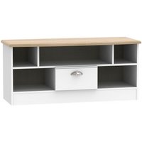 Product photograph of Victoria White And Riviera Oak 110cm Tv Unit from Choice Furniture Superstore
