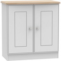 Product photograph of Victoria Grey And Riviera Oak 2 Door Hall Cabinet from Choice Furniture Superstore