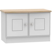 Product photograph of Victoria Grey And Riviera Oak 2 Door Low Cabinet from Choice Furniture Superstore