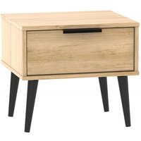 Product photograph of Hong Kong Oak Effect 1 Drawer Bedside Cabinet With Wooden Legs from Choice Furniture Superstore