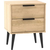 Product photograph of Hong Kong Oak Effect 2 Drawer Bedside Cabinet With Wooden Legs from Choice Furniture Superstore