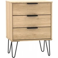 Product photograph of Hong Kong Oak Effect 3 Drawer Small Chest With Hairpin Legs from Choice Furniture Superstore