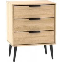 Product photograph of Hong Kong Oak Effect 3 Drawer Small Chest With Wooden Legs from Choice Furniture Superstore