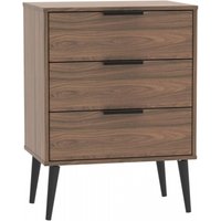 Product photograph of Hong Kong Walnut Effect 3 Drawer Small Chest With Wooden Legs from Choice Furniture Superstore