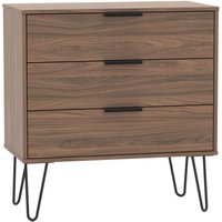 Product photograph of Hong Kong Walnut Effect 3 Drawer Midi Chest With Hairpin Legs from Choice Furniture Superstore