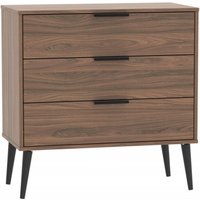 Product photograph of Hong Kong Walnut Effect 3 Drawer Midi Chest With Wooden Legs from Choice Furniture Superstore