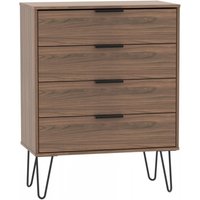 Product photograph of Hong Kong Walnut Effect 4 Drawer Chest With Hairpin Legs from Choice Furniture Superstore