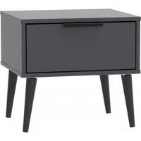 Product photograph of Hong Kong Graphite 1 Drawer Bedside Cabinet With Wooden Legs from Choice Furniture Superstore