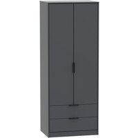 Product photograph of Hong Kong Graphite 2 Door 2 Drawer Tall Wardrobe from Choice Furniture Superstore