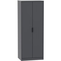 Product photograph of Hong Kong Graphite 2 Door Plain Tall Wardrobe from Choice Furniture Superstore