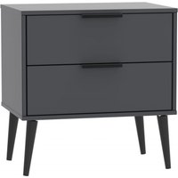 Product photograph of Hong Kong Graphite 2 Drawer Midi Chest With Wooden Legs from Choice Furniture Superstore