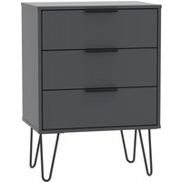Product photograph of Hong Kong Graphite 3 Drawer Small Chest With Hairpin Legs from Choice Furniture Superstore