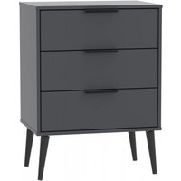 Product photograph of Hong Kong Graphite 3 Drawer Small Chest With Wooden Legs from Choice Furniture Superstore