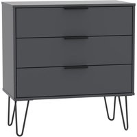 Product photograph of Hong Kong Graphite 3 Drawer Midi Chest With Hairpin Legs from Choice Furniture Superstore