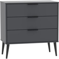 Product photograph of Hong Kong Graphite 3 Drawer Midi Chest With Wooden Legs from Choice Furniture Superstore