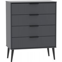 Product photograph of Hong Kong Graphite 4 Drawer Chest With Wooden Legs from Choice Furniture Superstore