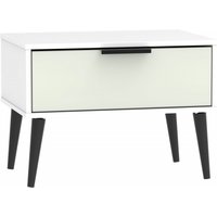 Product photograph of Hong Kong Cashmere And White 1 Drawer Bedside Cabinet With Wooden Legs from Choice Furniture Superstore