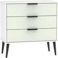 Product photograph of Hong Kong Cashmere And White 3 Drawer Midi Chest With Wooden Legs from Choice Furniture Superstore