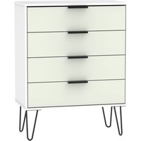 Product photograph of Hong Kong Cashmere And White 4 Drawer Chest With Hairpin Legs from Choice Furniture Superstore