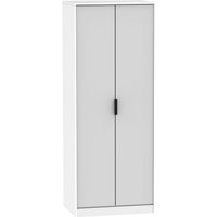 Product photograph of Hong Kong Grey And White 2 Door Plain Tall Wardrobe from Choice Furniture Superstore