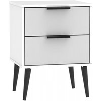 Product photograph of Hong Kong Grey And White 2 Drawer Bedside Cabinet With Wooden Legs from Choice Furniture Superstore