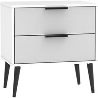 Product photograph of Hong Kong Grey And White 2 Drawer Midi Chest With Wooden Legs from Choice Furniture Superstore