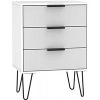 Product photograph of Hong Kong Grey And White 3 Drawer Small Chest With Hairpin Legs from Choice Furniture Superstore