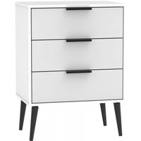 Product photograph of Hong Kong Grey And White 3 Drawer Small Chest With Wooden Legs from Choice Furniture Superstore