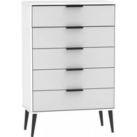 Product photograph of Hong Kong Grey And White 5 Drawer Chest With Wooden Legs from Choice Furniture Superstore