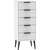Product photograph of Hong Kong Grey And White 5 Drawer Narrow Chest With Wooden Legs from Choice Furniture Superstore