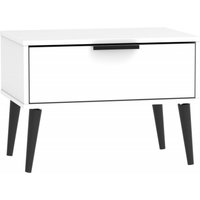Product photograph of Hong Kong White 1 Drawer Bedside Cabinet from Choice Furniture Superstore